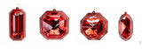 4" - 5" Red Glitter Jewel Ornament Assorted