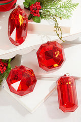 4" - 5" Red Glitter Jewel Ornament Assorted