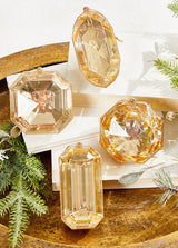 4" - 5" Champagne Glitter Jewel Ornament Assorted