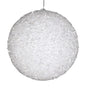 8" White & Silver Tinsel Ball Ornament