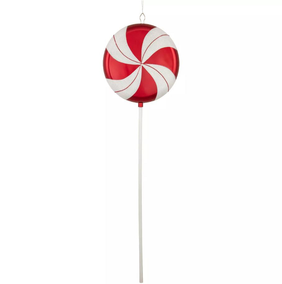 17" Red & White Glitter Lollipop