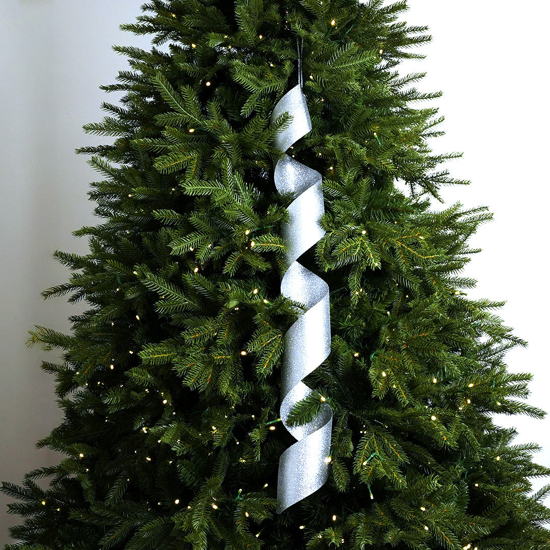 32" Silver Glitter Finial Swirl Ornament