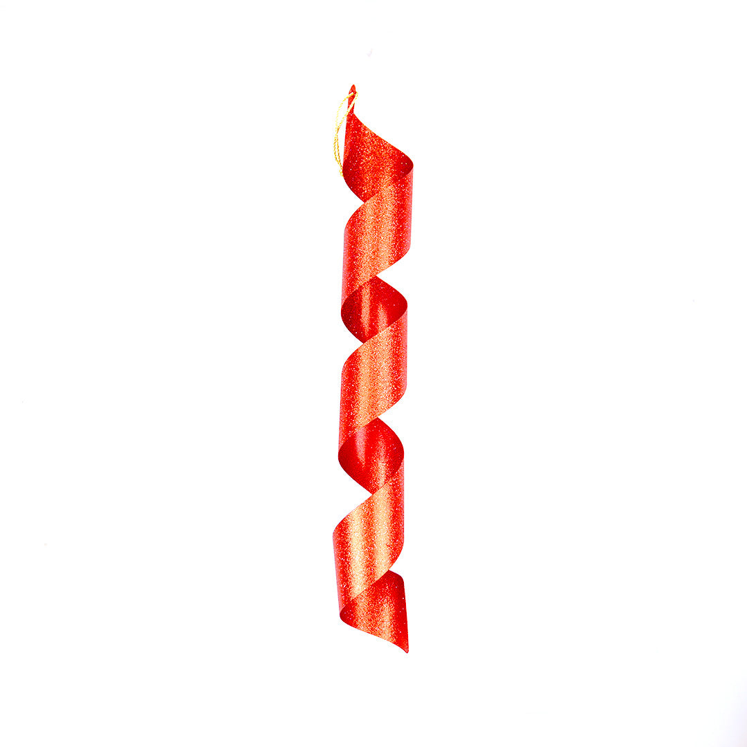 32" Red Glitter Finial Swirl Ornament