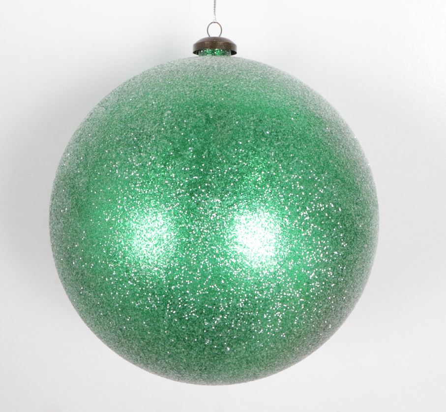8" Green Sugar Glitter Shiny Ball Ornament