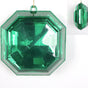 6" Clear Green Glitter Square Jewel Ornament