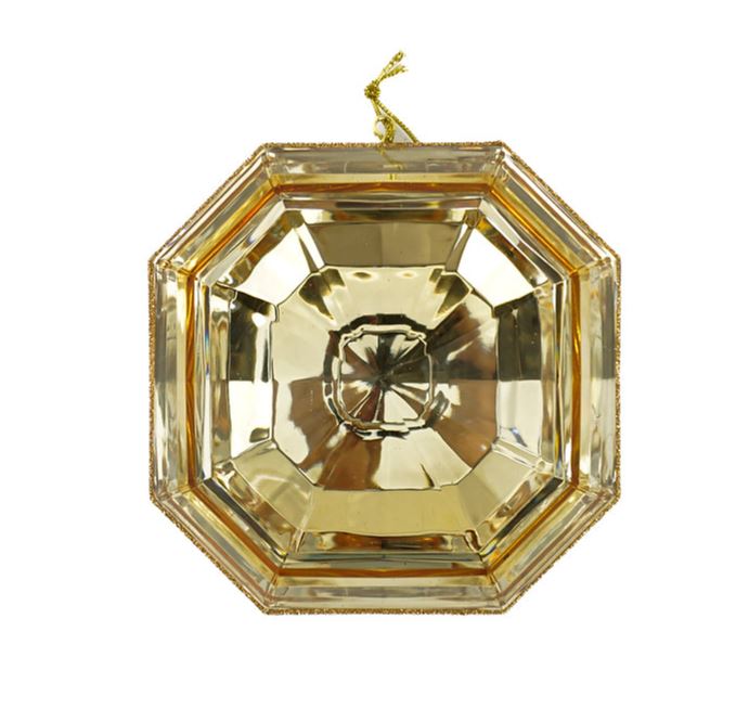 6" Champagne Glitter Jewel Ornament