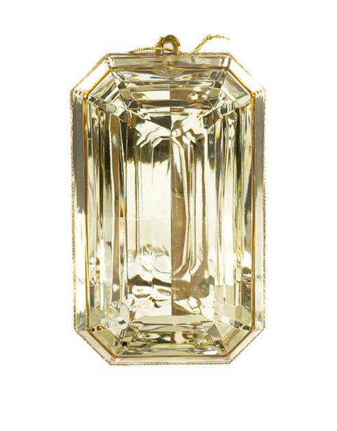 8" Clear Champagne Glitter Jewel Ornament