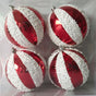 4" Red & White Ball Ornament