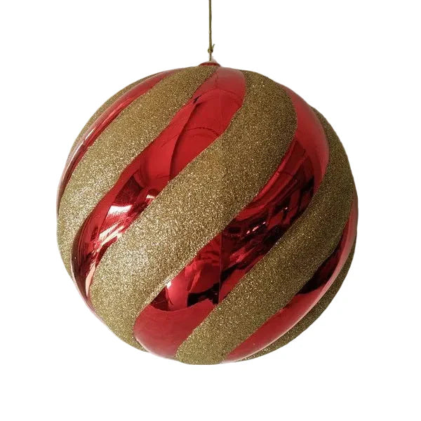 10" Spiral Shiny Ball Ornament