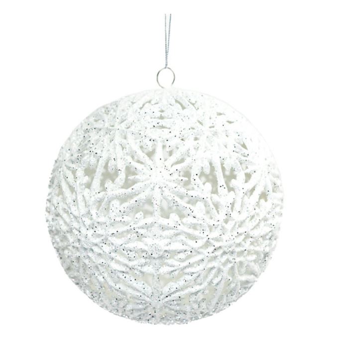 6" Glitter Snowflake Ball Ornament