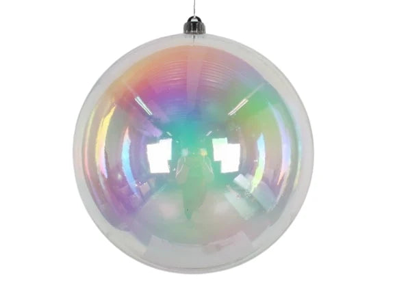 10" Clear Iridescent Shiny Ball Ornament