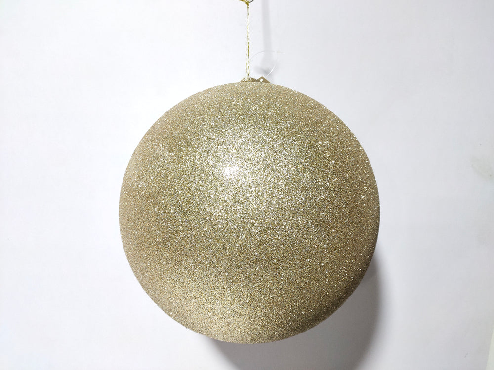 12" Champagne Glitter Ball Ornament