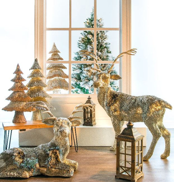 2.5 FT Gold Lying Deer