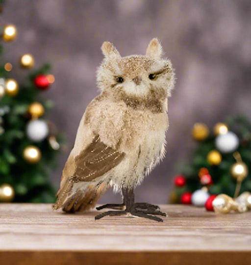 12" Ivory Gold Glitter Owl