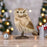11" Ivory Gold Glitter Owl
