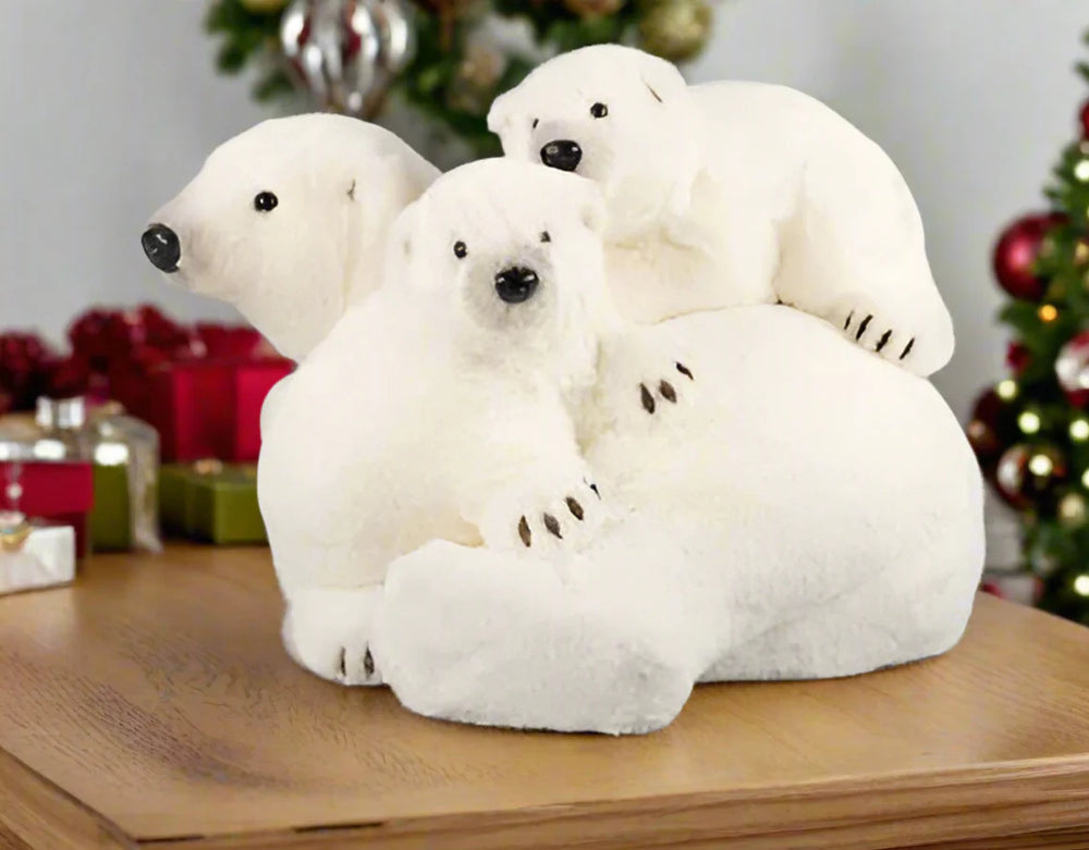 13" Polar Bear With Cubs