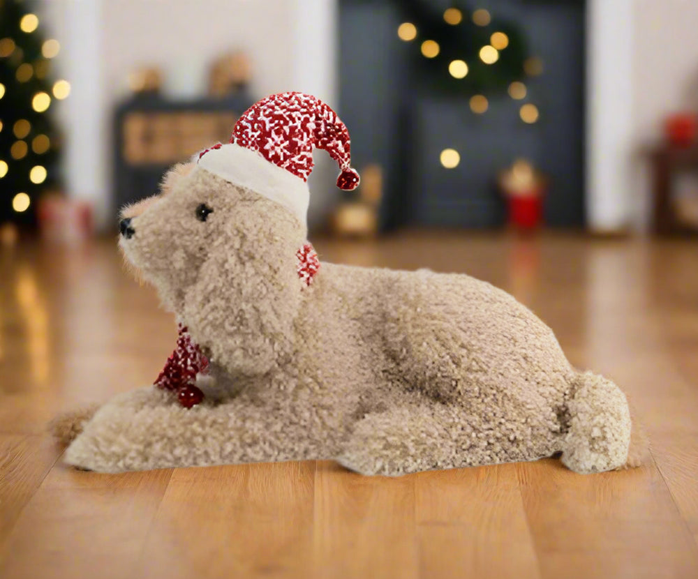 12" Brown Dog with Red Hat