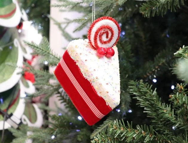 6" Red Cake With Sprinkle Ornament