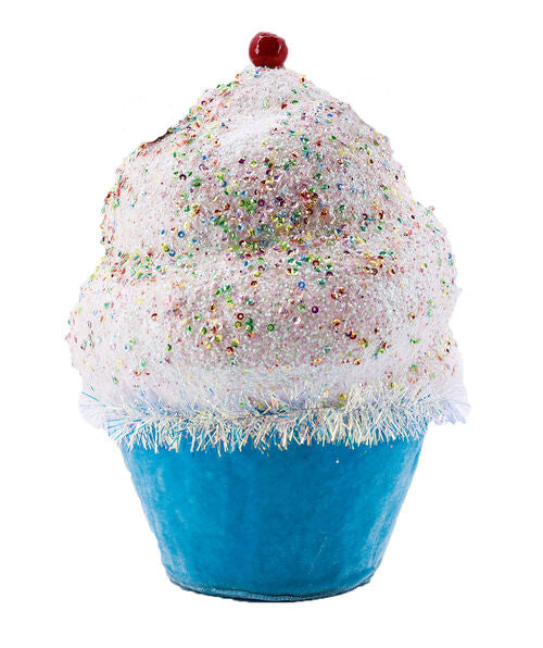 5" Blue Cupcake With Sprinkles Ornament