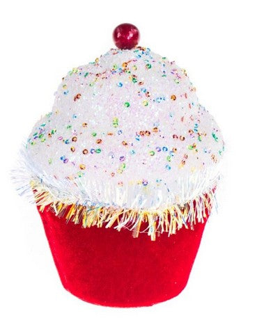 7" Red Cupcake With Sprinkles Ornaments