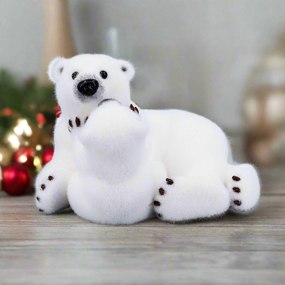 8" Polar Bear Playing With Cub