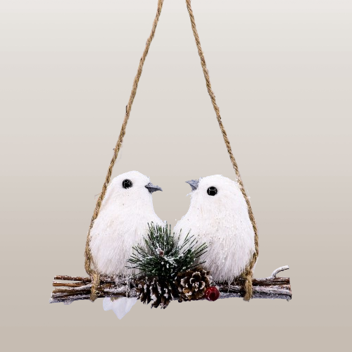 4" White Frost Sitting Birds