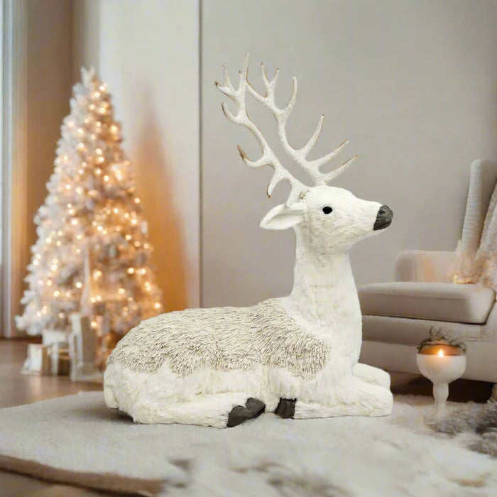 2.8 FT White Reindeer Laying Down