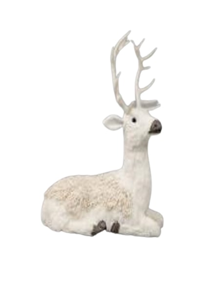 19" White Reindeer Laying Down