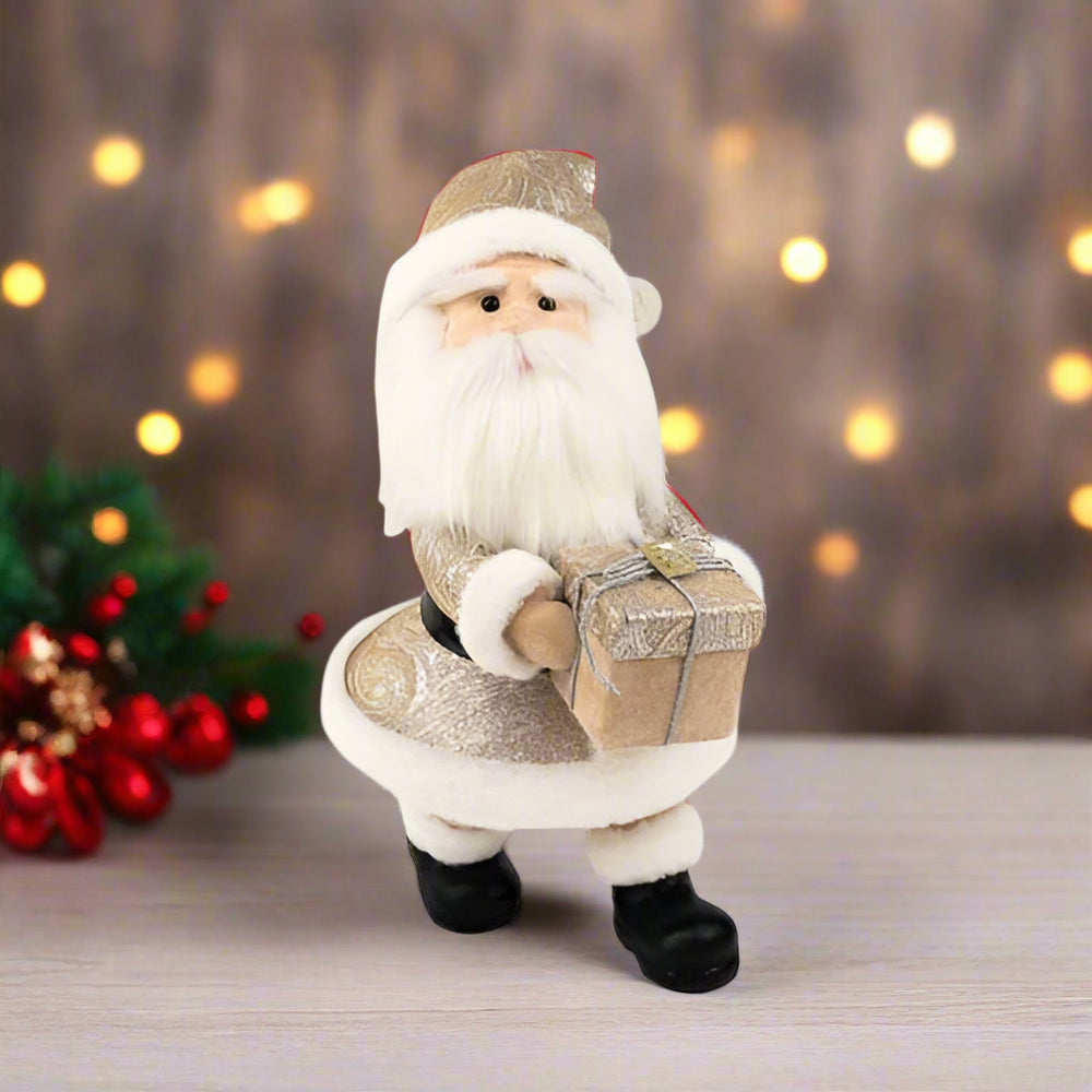 22" Champagne Santa With Gift Box