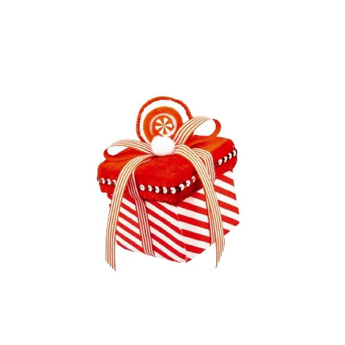 6" Red & White Peppermint Candy Gift Box