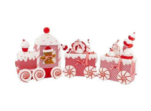 15" Peppermint Candy Train 3 Pieces