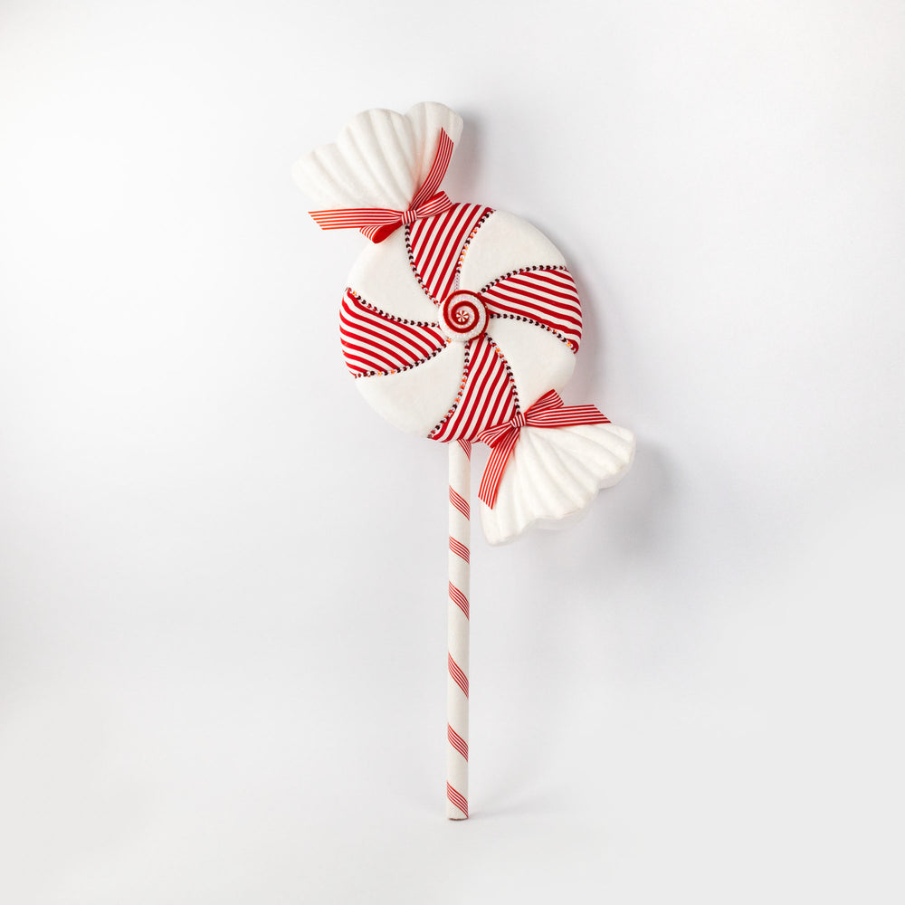 37" Red & White Peppermint Stripes Candy Pick