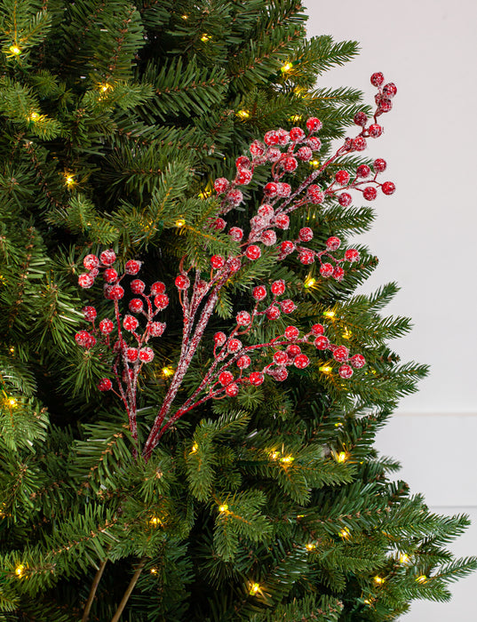 30" Red Iced Berry Branch