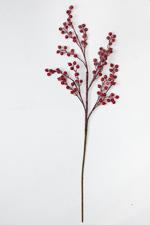 30" Red Iced Berry Branch