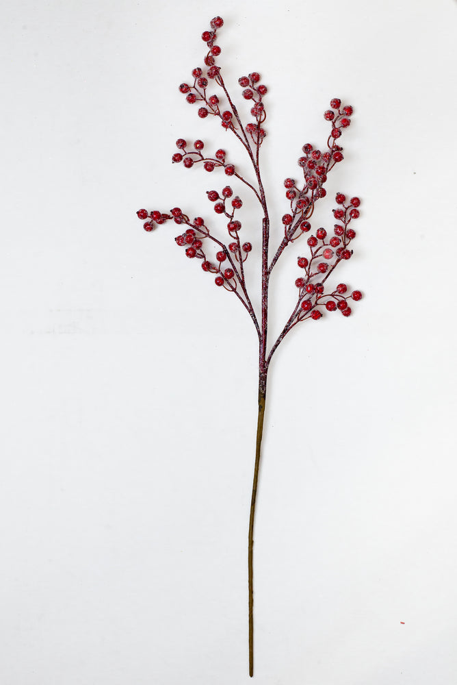 30" Red Iced Berry Branch