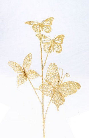 35" Gold Butterfly Branch