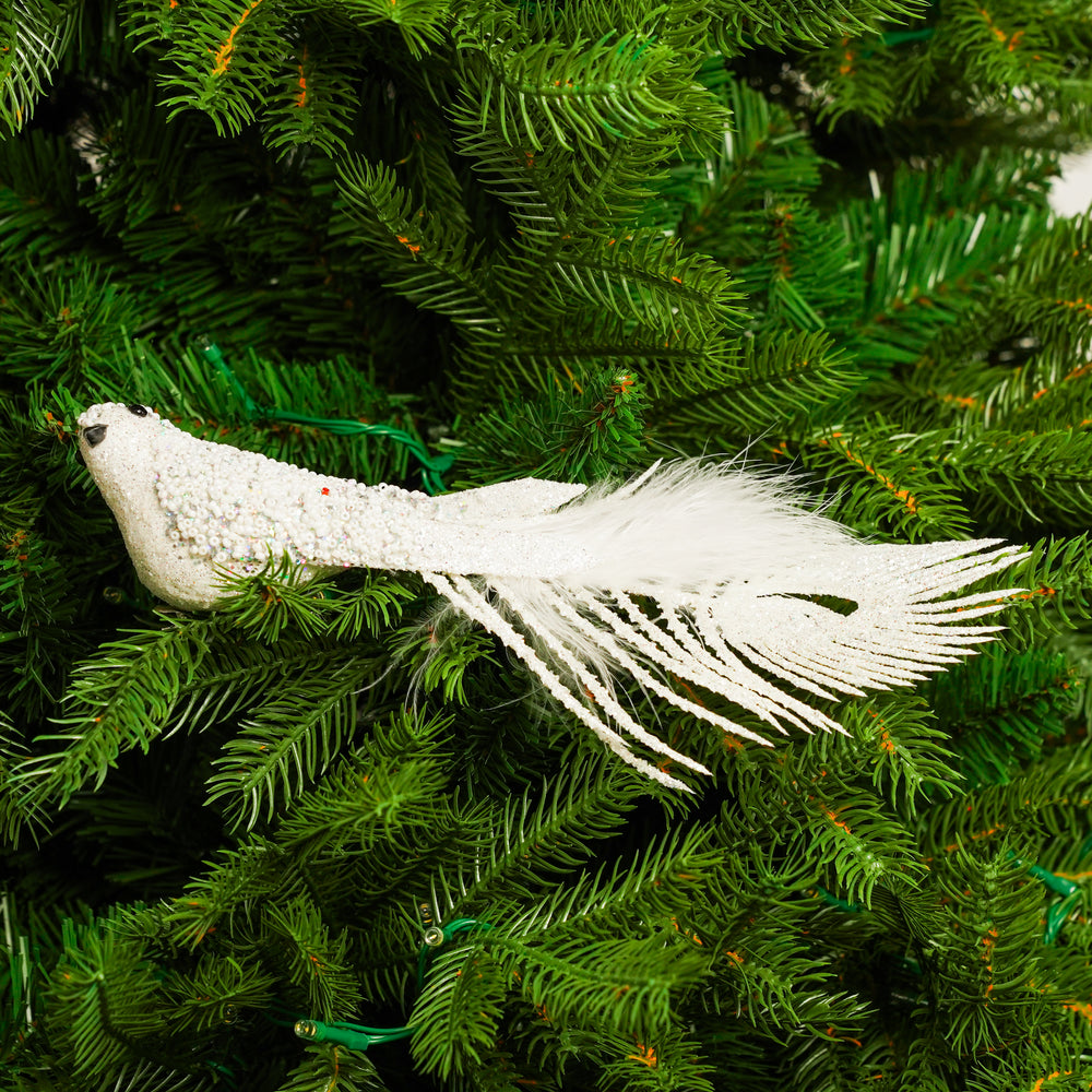 10" White & Champagne Sequined Bird