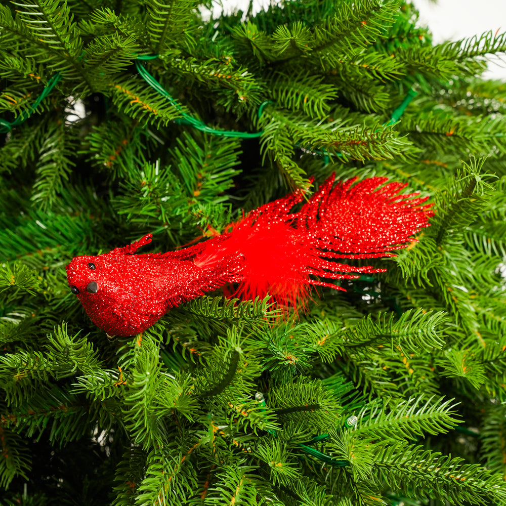 11" Red Glitter Bird Clip