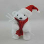 9" White Polar Bear With Red Santa Hat
