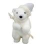 14" White Polar Bear With White Santa Hat