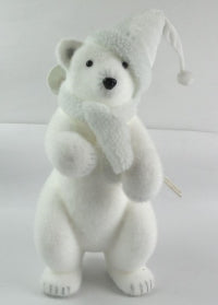 17" Polar Bear With White Santa Hat