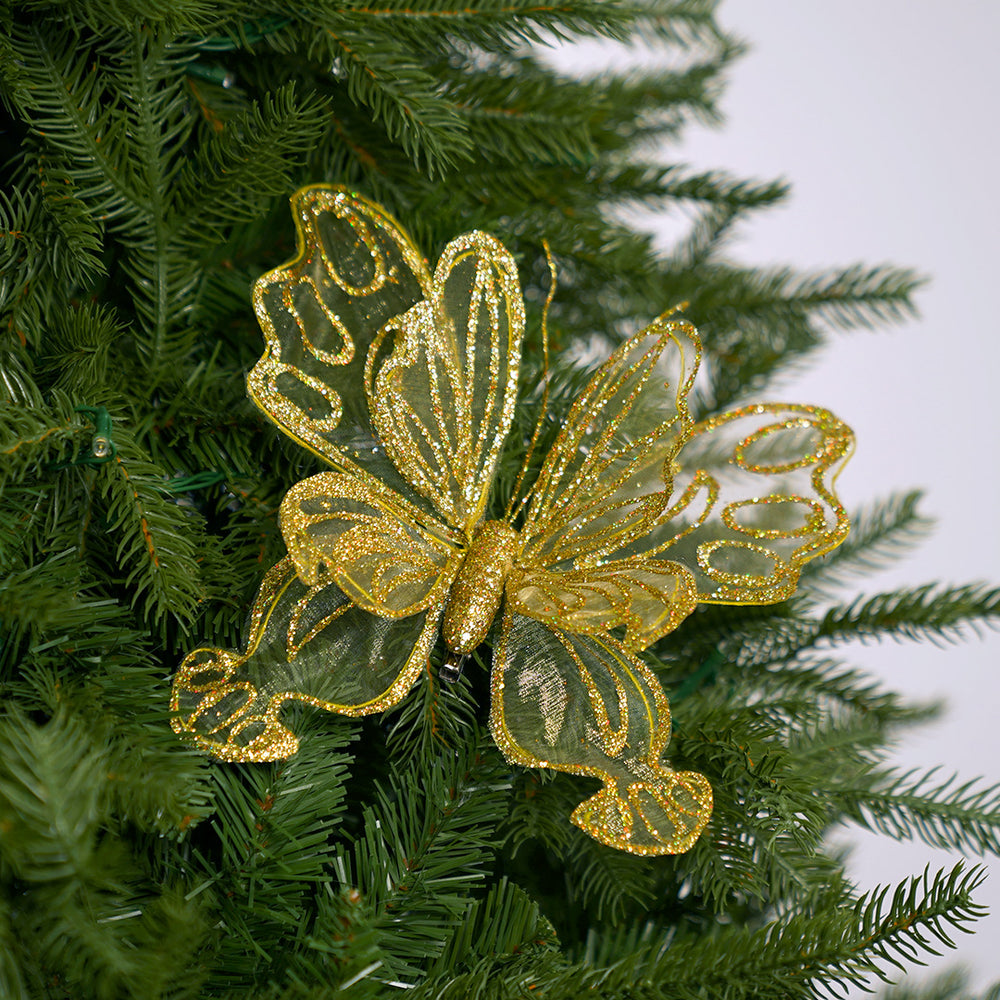 8" Gold Glitter Butterfly