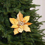 11" Velvet Poinsettia Clip