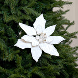 11" Velvet Poinsettia Clip