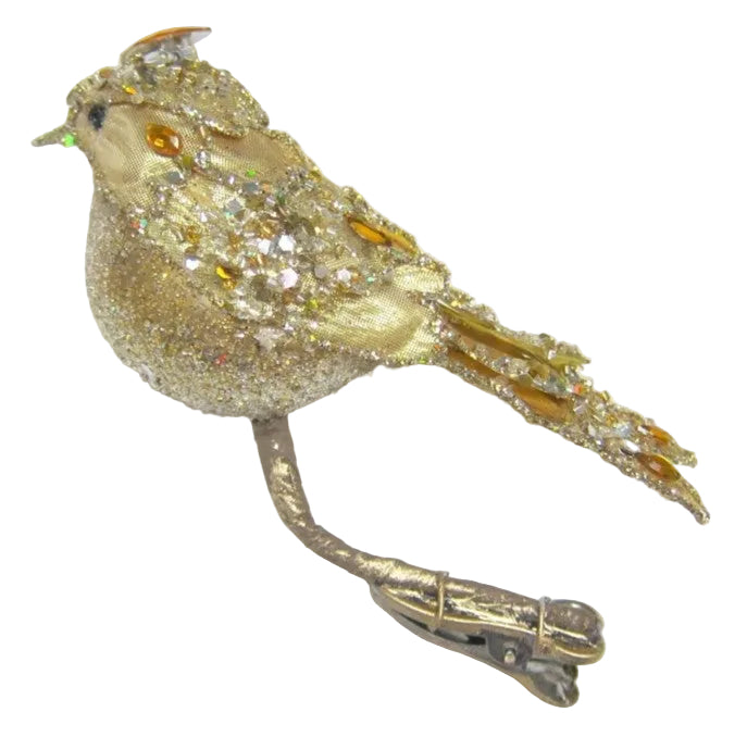 6" Gold Jeweled Bird Clip