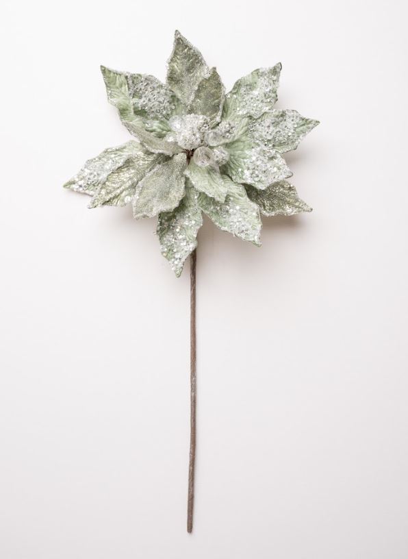 18" Icy Poinsettia Stem