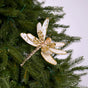 7" Ivory & Gold Dragonfly Clip