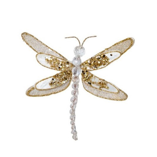 7" Ivory & Gold Dragonfly Clip