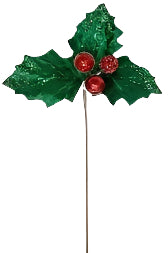 10" Red & Green Holly Berry Pick