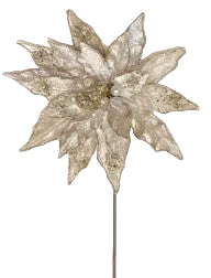 14" Champagne Gold Poinsettia Stem